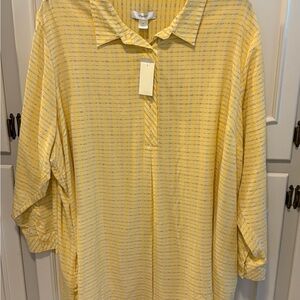 CJ Banks Yellow Gold Oversized Button Down Shirt